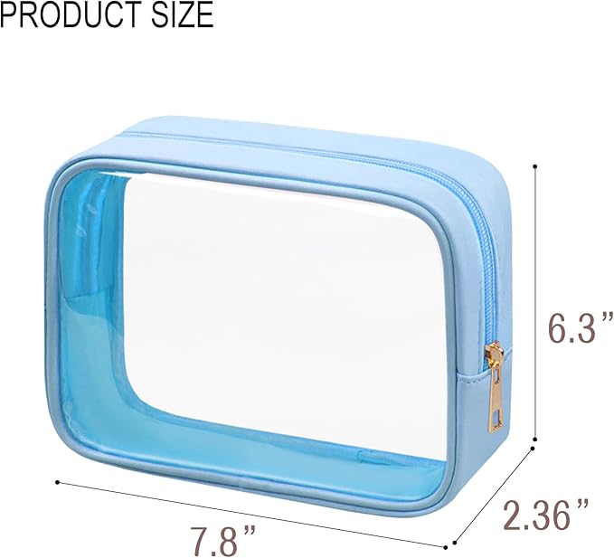 TSA Toiletry Bag Clear Makeup Bag Travel Essentials Cosmetic Bag for Men and Women Blue 2Pcs