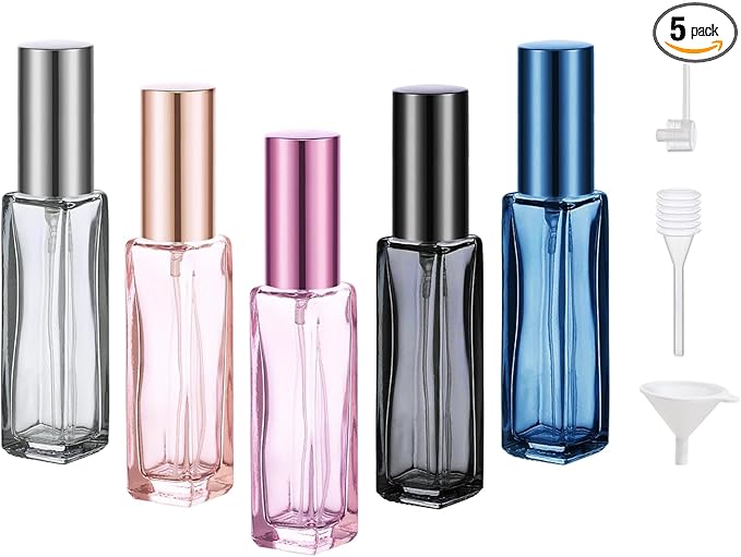 5 PCS Travel Perfume Bottle Refillable, 10ml Empty Mini Perfume Bottle Leakproof Perfume Atomizer Set for Travel, Cologne Bottle Portable Perfume Atomizer Refillable for Women and Men