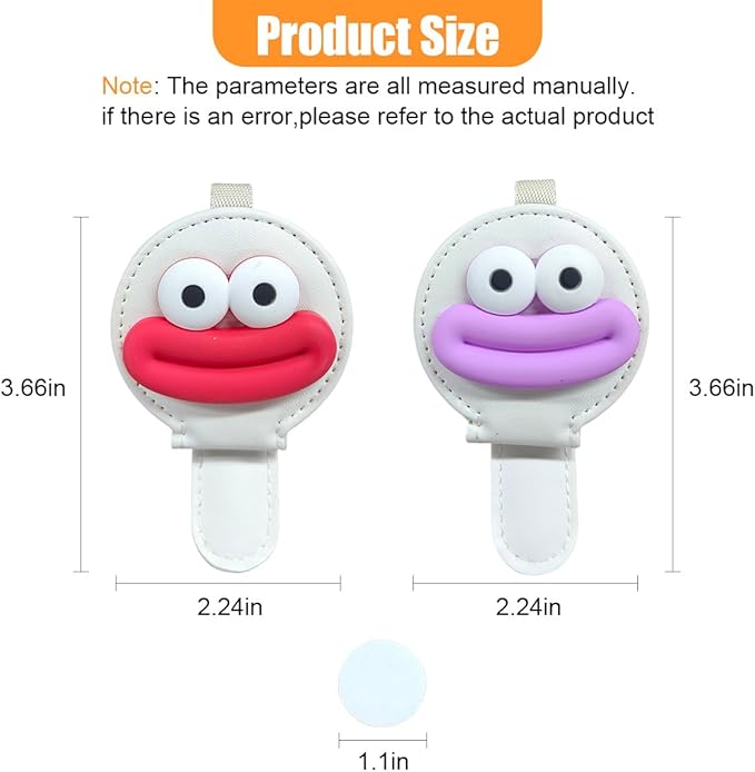 2PCS Sunglasses Holder for Car Visor, Magnetic Leather Ticket Card Clip, Sausage Mouth Sunglass Mount for Different Size Eyeglasses, Cartoon Car Visor Decoration Accessory (Red/Purple/White)