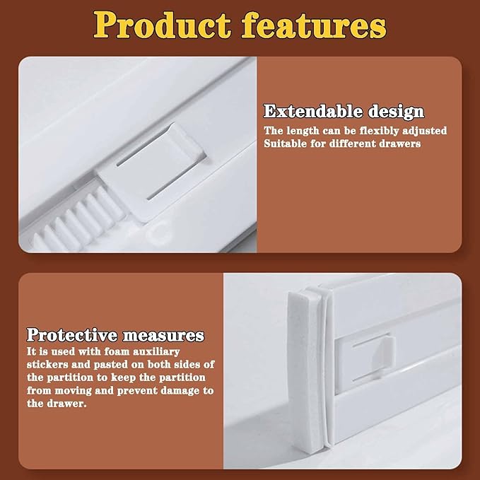 12 Pack Drawer Dividers for Clothes, 3.15" High 11.34"-19.69" Adjustable Expandable Dresser Drawer Organizer, Clear Plastic Separators for Dresser, Baby Clothing, Underwear