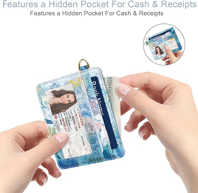 Slim Credit Card Holder Wallet RFID Blocking Minimalist Wallets Lightweight Thin Small Cute Card Case for Women, Turtle