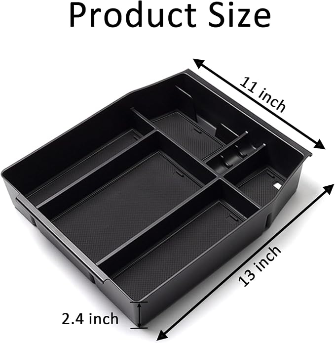 Center Console Organizer Tray for Ford F150 2021 2022 2023 2024 Accessories Interior Secondary Storage Armrest Box Insert Hidden Cubby Drawer (Full Console w/Bucket Seats ONLY) (Black Trim)