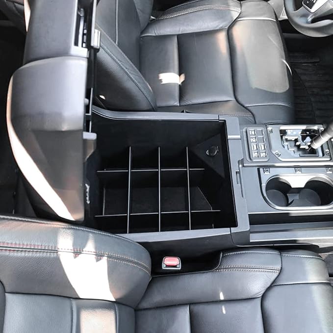 TACOBRO Center Console Organizer Dividers for Toyota Tundra 2014-2021 Accessories Black ABS Plastic Secondary Storage, Armrest Insert Separator