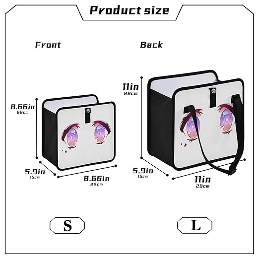 Purple Pink Anime Kawaii Eyes Car Trash Can Foldable Hanging Car Trash Bag Bin Auto Garbage Can Leak-Proof Car Organizer(Large)