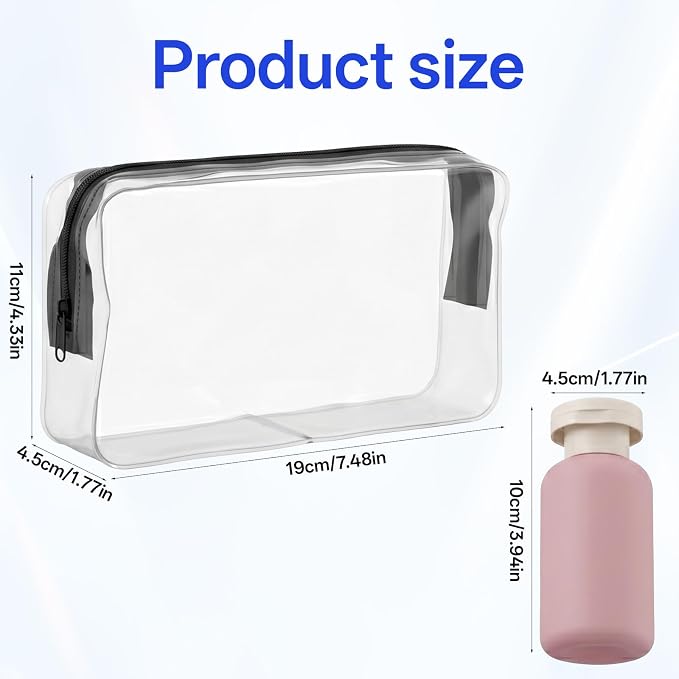 4PCS Travel Bottles Set with Flip Cap, Leak Proof Empty Travel Size Bottle with Storage Bag and Label, Reusable Travels Size Toiletries Containers for Face Cream Lotion Foundation Shampoo