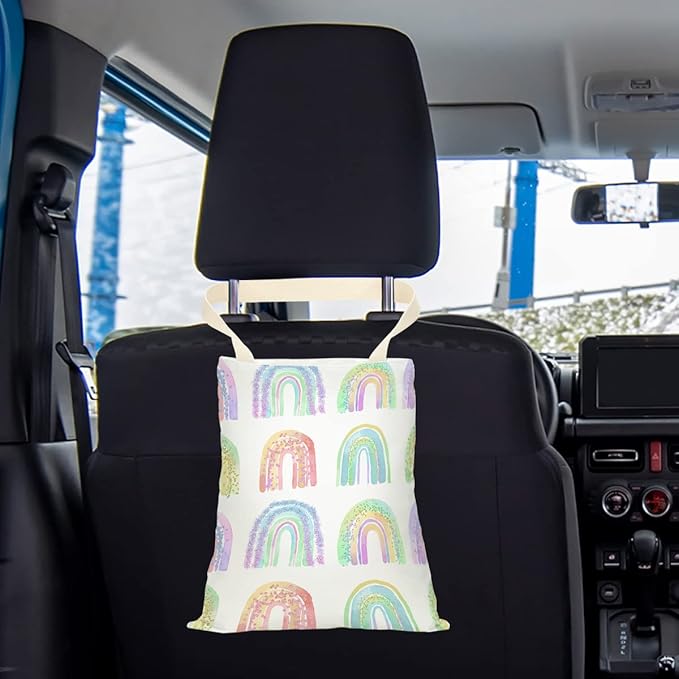 Car Trash Bag Car Garbage Bag Hanging Cars Trash Can, Waterproof Cars Back Seat Organizer for Vehicle Travelling Campingg Boho Rainbow Decor Party Favors