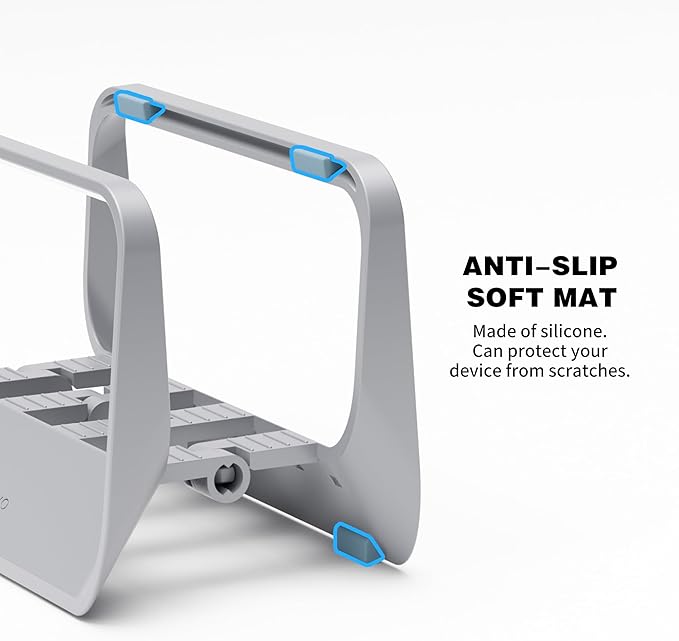Vertical Laptop Stand with Gravity Locking – ABS Adjustable Laptop Holder Desktop Stand Compatible with MacBook, Surface, iPad, mini PC and More (Gray)