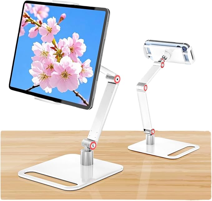 Adjustable Tablet Stand for Desk - Portable Monitor Stand 360° Rotating and Foldable Tablet Holder, Mount for iPad, Samsung Galaxy Tab, Stable and Anti-Slip Design for Office, Home, and Kitchen
