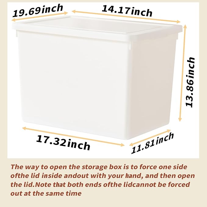 YUNGSHY 4 Pack 58 Quart White Large Stackable Storage Bins With Lids,Bathroom Closet Undersink Organizers and Storage Containers and Durable Nestable Closet, Garage, Totes (white, 58Qt.-4Pack)