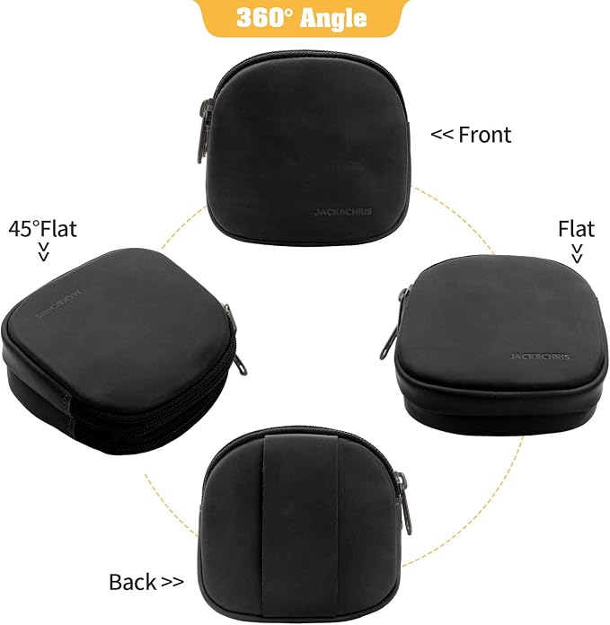 Jack&Chris Coin Purse for Men, Genuine Leather Mini Coin Wallet Zipper Pocket with Back Belt Loop, Coin Bag for Men