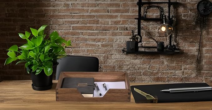 DDYURI Wood Letter-Size Tray for Office Desktop Organizer - Wooden Front-Load Documents Tray for Mail, Paper, File, Magazine, Pen,Notebook Storage Paper Holder Trays Dark(DGTU-DK)