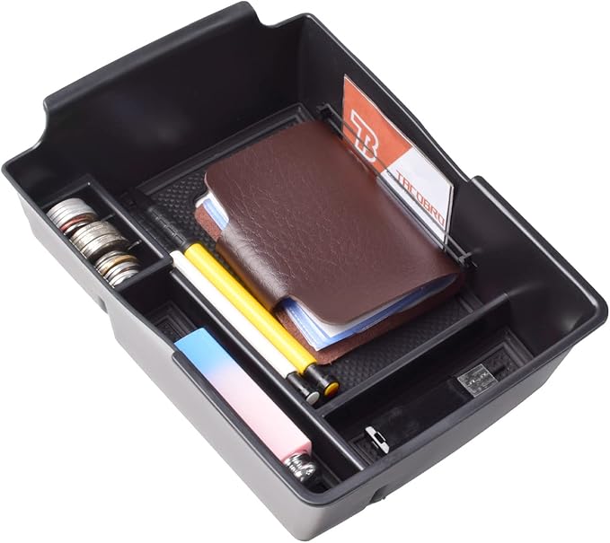 TACORBO Center Console Organizer Compatible with Hyundai Santa Fe 2021 2022 2023 & Santa Fe SEL 2022 2023 Accessories Armrest Secondary Storage Box, ABS Insert Glove Box Tray, Black