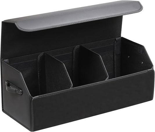 AUTOARK Leather Car Trunk Organizer,Durable Collapsible Adjustable Compartments Cargo Storage,Extra Large Capacity,AK-151