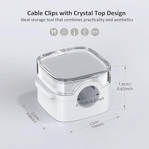 Cord Holder, 6 Pack Magnetic Cable Clips, Strong Adhesive Cord Holder for Nightstand Desk Organizer Kitchen Appliances Car Wall Office Phone Wire Keeper, Clear White