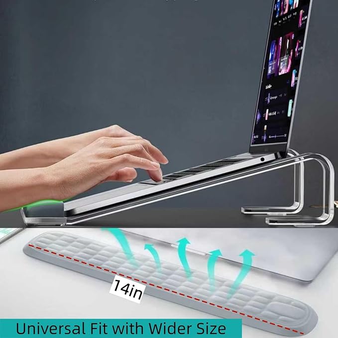 Clear Acrylic Laptop Stand with Detachable Wrist Rest - Ergonomic Computer Riser for 10-20 inch MacBook, Dell, XPS, HP & More, Portable Desktop Organizer