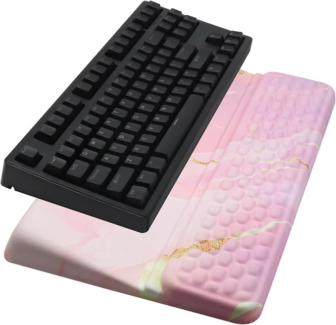 Ergonomic Keyboard Stand with Wrist Rest, Computer Wrist Support Pad, Tilted Keyboard Riser Holder Lift Tray with Wrist Pad, Easy Typing, Comfy Soft Memory Foam Desk Cushion for Office