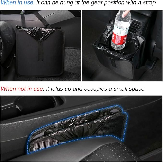 Foldable Trash Can, Hanging Waterproof Leakproof Storage Bag with Large Capacity, Car Interior Accessories (Large)