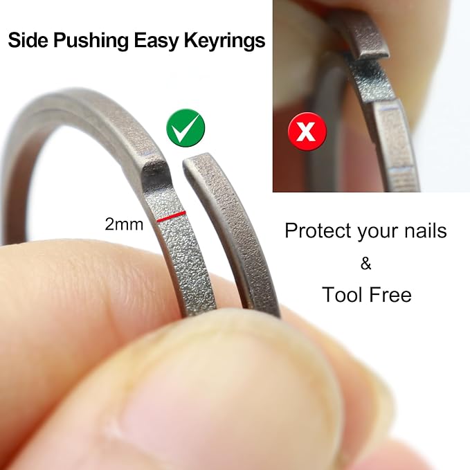 Titanium Key Rings Heavy Duty Side Push Split Key Chain Rings for Key Carabiner Quick Release Keychain