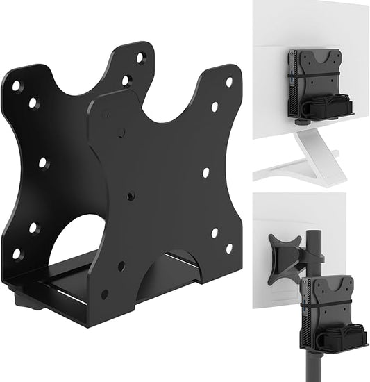 Yimaut Adjustable Mini PC Vesa Mount Bracket Behind Monitor, Under Desk, Attached to Monitor Arm, Wall or Stand Pole for HP, Dell, KAMRUI, Mac Mini, GMKtec, Cable Boxes, Wi-Fi Routers and Small CPUs