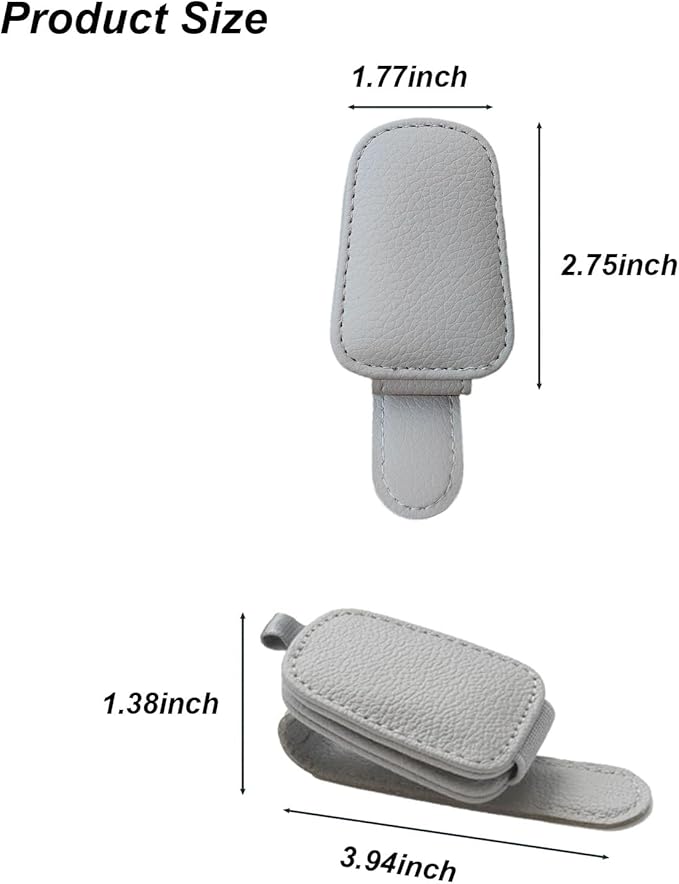2 Pack Sunglass Holder for Car Magnetic Leather Sunglass Clip Universal Eyeglass Holder Car Visor Accessories Gray
