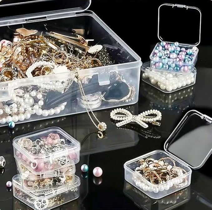 Transparent small square box 30 grid home storage box home desktop plastic storage box jewelry box