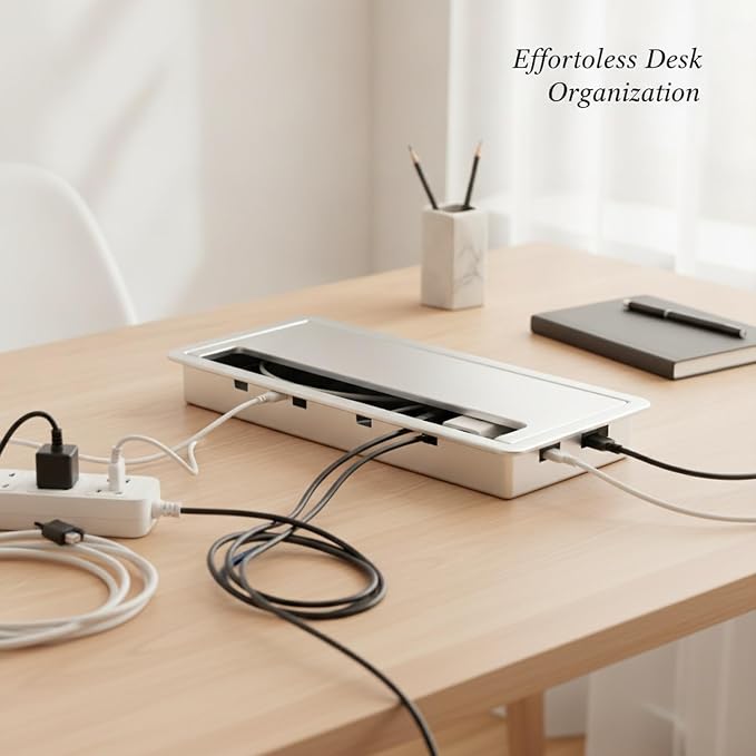 Quick Cable Concealer, ABS Cord Management Box for Desk & TV Stand, Hides Power Strips & Wires, 6.3 x 3.1 x 1.2 Inches (1 Pack)