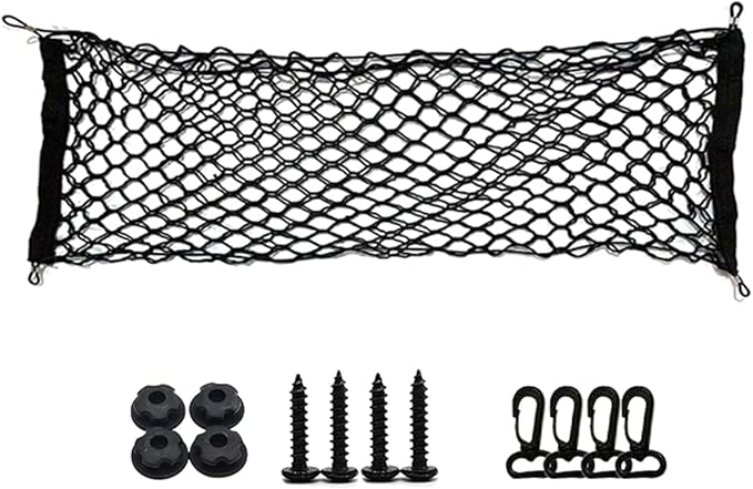 ZIMISI Car Cargo Net, Elastic Stretchable Car Trunk Cargo Storage Net with Hooks, Double-Layer Nylon Truck Organizer Mesh, Vehicle Interior Accessories for Most SUVs, Trucks (43.3x15.7 inch/110×40 cm)