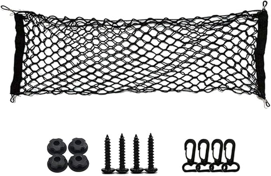 ZIMISI Car Cargo Net, Elastic Stretchable Car Trunk Cargo Storage Net with Hooks, Double-Layer Nylon Truck Organizer Mesh, Vehicle Interior Accessories for Most SUVs, Trucks (43.3x15.7 inch/110×40 cm)