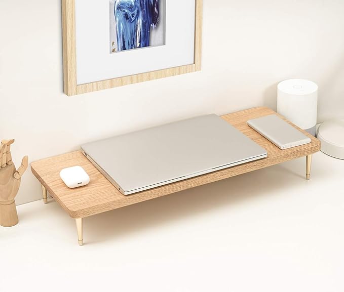 Monitor Stand Wood Riser with 4 USB Ports, Computer Monitor Stand with America Walnut Data Transfer Charging Hub -Compatible with Computer, Mac, PCs, Smartphone, 20.5*8.3in