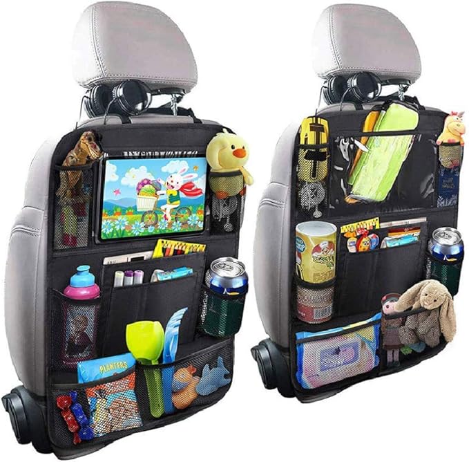 Car Backseat Organizer, Durable Waterproof Oxford Fabric Car Seat Back Kick Mats Protector with 9 Storage Pockets, 2 Pack