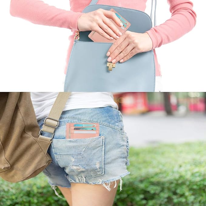 GH GOLD HORSE Slim RFID Blocking Card Holder Minimalist Leather Front Pocket Wallet for Women | Slim