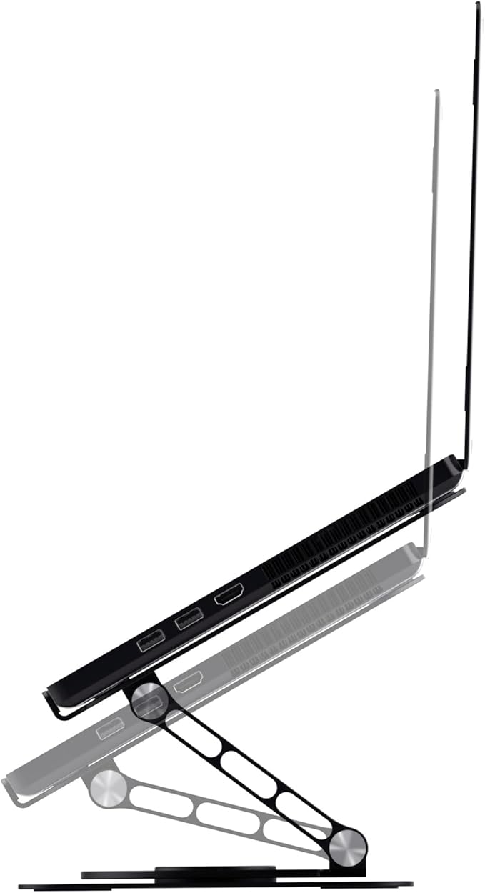 Trust Zeff Ergonomic Laptop Stand for Desk with 360 Degrees Rotation, 16" Foldable Metal Laptop Riser, Height Adjustable, Laptop Holder for MacBook Tablet Dell HP Computer Home Office - Black