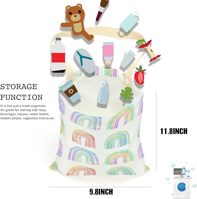 Car Trash Bag Car Garbage Bag Hanging Cars Trash Can, Waterproof Cars Back Seat Organizer for Vehicle Travelling Campingg Boho Rainbow Decor Party Favors
