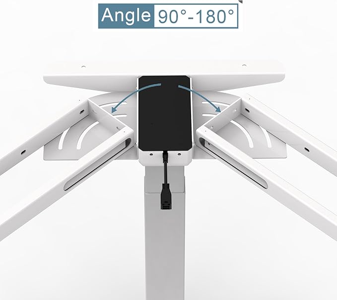Fromann Adjustable Standing Corner Desk Frame 3 Leg L-Shaped Electric Triple Motor Desk Base Height and Width Adjustable Standing/Sitting for Home Office (White)