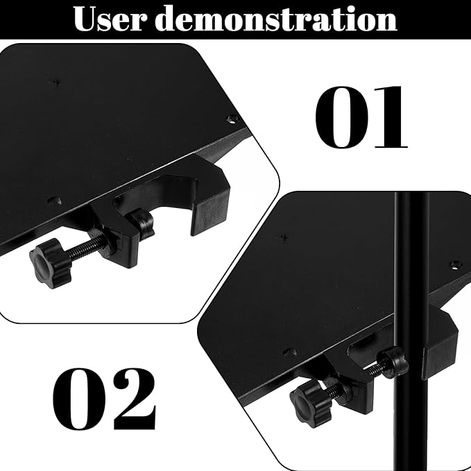 Mic Stand Tray Clamp On Shelf Lash Tray Holder Microphone Stand Trays Pole Mount Shelf Tripod Trays Desk Holders Mic Stands Accessories With 9.44" X 6.88" For Stage, Music Sheet, Live Streaming