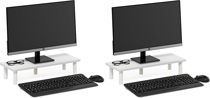 Furinno Turn-N-Tube Monitor Riser Stand, White/White (Pack of 2)