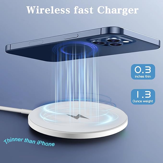Magnetic Wireless Charger 2Pack Apple 10FT Magsafe Charger,Fast Mag-Safe Charging Wireless iPhone Charger Pad with Charging Plug for iPhone 16Pro Max/16Pro/16Plus/15Pro Max/15/14/13/12/AirPods3/Pro 2