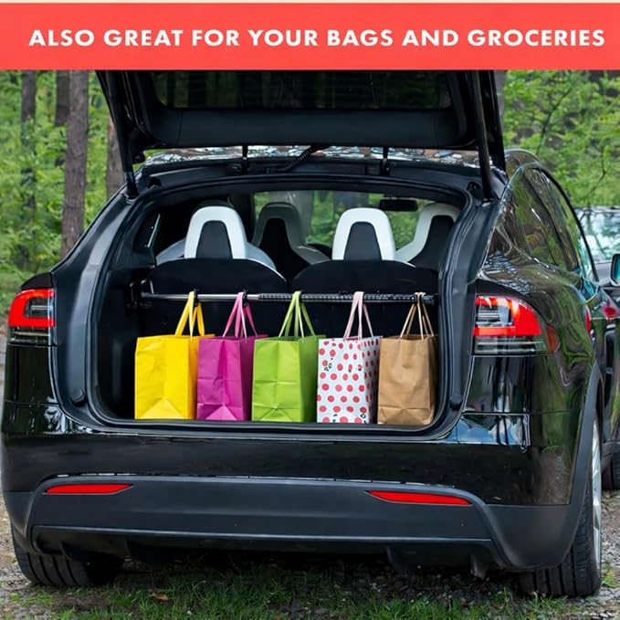VaygWay Expandable Car Clothes Hanger Bar- Heavy Duty Hanger Metal Storage Suit Rod-Car Hanging Closet Organizer Rack Expandable to 62"- Portable Seat Rack Universal Fit- Car Van Truck RV SUV Fit