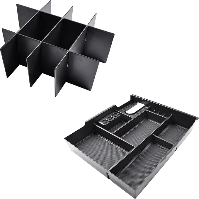 RUNROAD Center Console Organizer Tray & Dividers Compatible with Toyota Tundra 2014-2021 Accessories, Secondary Storage Box Insert Armrest Console Tray