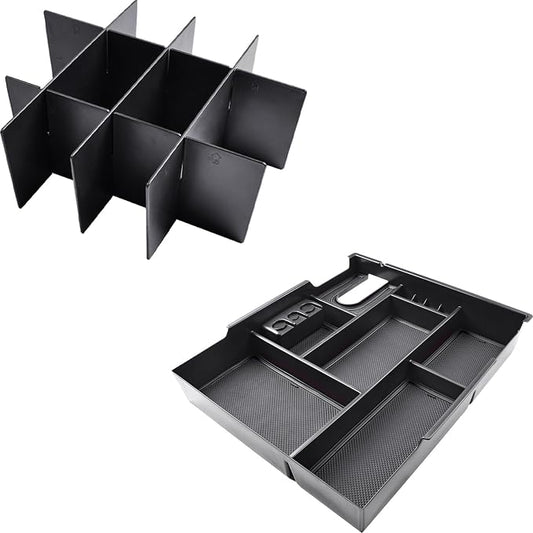 RUNROAD Center Console Organizer Tray & Dividers Compatible with Toyota Tundra 2014-2021 Accessories, Secondary Storage Box Insert Armrest Console Tray
