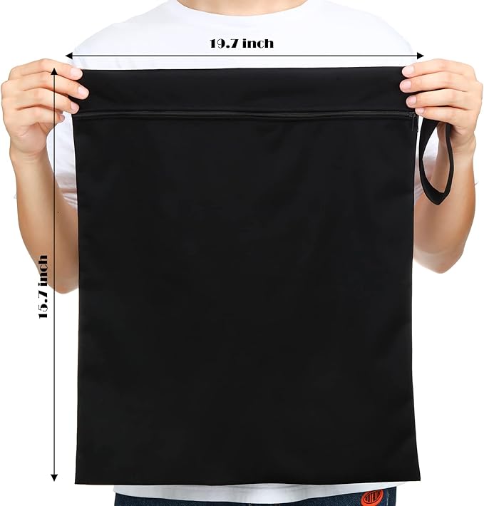 Shappy 2 Pack Large Travel Laundry Bags, Large Wet Dry Waterproof Dirty Clothes Bag for Suitcase, Swimsuit Beach Gym College Dorm Wet Bag(Solid Black Gray)