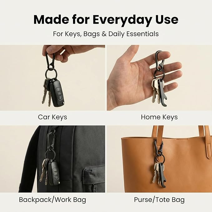 OXIHOUSE&CO- Metal Carabiner Keychain Set, Minimalist Key Ring Clip for Car Keys, Purse, Backpack, Durable for Women Men