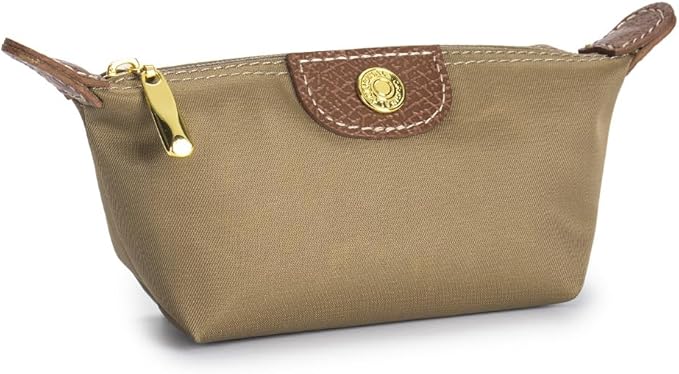 Womens Unique Change Purse Vintage Nylon Zip Coin Wallet Mini Bag (Apricot)