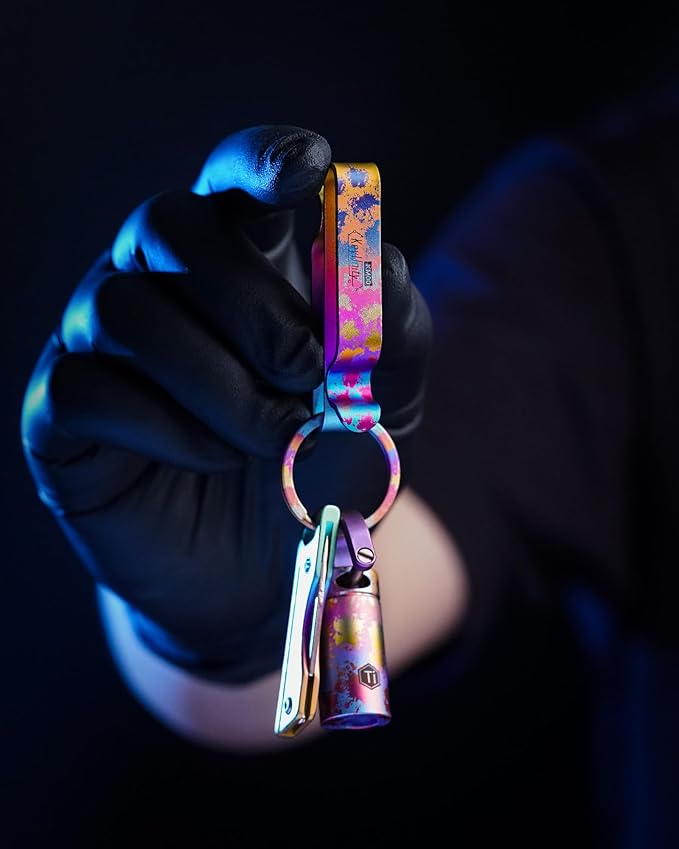 KeyUnity KM00 Titanium Belt Loop Keychain Clip Double Side Quick Release Key Holder with Detachable Key Ring