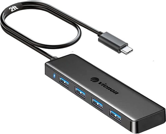 VIENON USB C Hub with 4 USB 3.0 Female Ports, USB C Splitter USB Extender for C Port Laptop, iMac Pro, MacBook, iPad Pro, Dell, Acer, HP, ASUS, Printer, Camera,Keyborad, Mouse etc-2ft