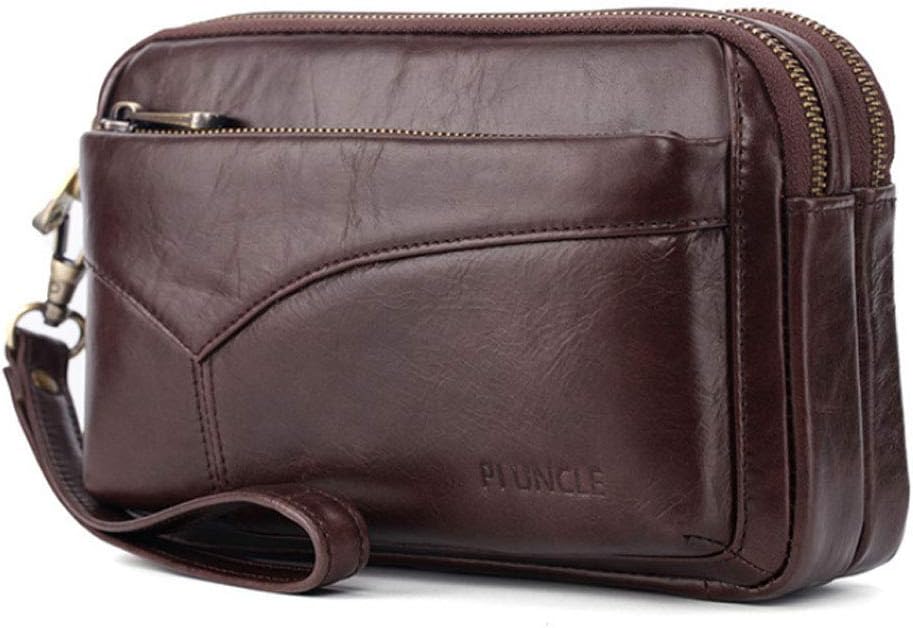 KPYWZER Leather Clutch Purse Wallet Men Wrist Bag