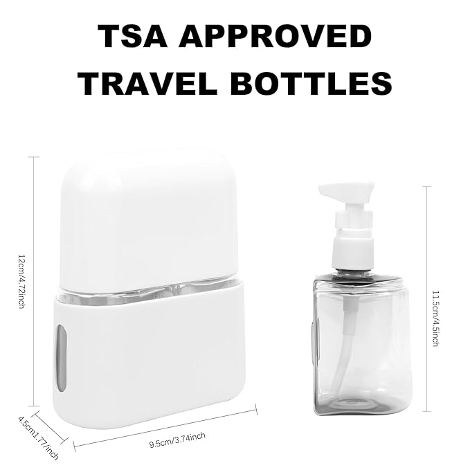 Skycase Travel Bottles - Leak Proof Refillable TSA Approved Travel Size Toiletries, 2 in 1 Liquid Bottles Containers with Labels and Funnel Airplane Accessories Kits for Lotion Liquid (Grey)