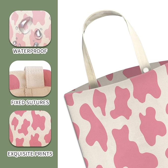 Cute Car Organizer and Storage Bag, Hanging Trash Bin for Vehicle, Travelling, Camping - Pink Cute Cow Print