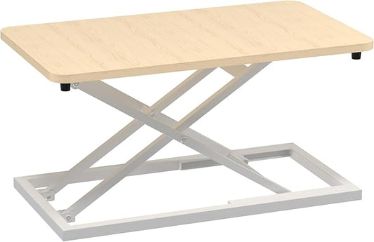 Decoholic Light Wood Small Single 24 inch Scissors Lift Keyboard and Mouse Riser ,Height Adjustable Standing Desk Converter,for Ergonomic Sit Stand Workstations (24 inch NW)