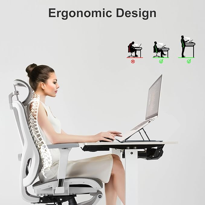 Ergonomic and Foldable Laptop Stand for Desk, Adjustable Riser, Fits All Laptops and Notebooks up to 17,Ultra-Thin,Ventilated Cooling,ABS+Silicone,Grey.